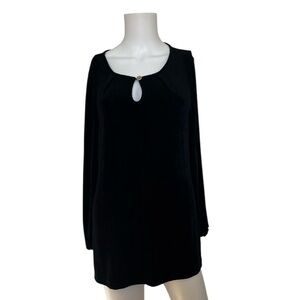 Chicos Travelers Black Slinky Knit Top Long Sleeve Neutral Size 0 Womens 4/6